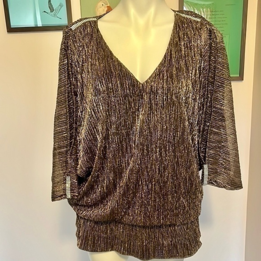 Chaus sparkle shirt with rhinestone accents